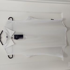 NWT Soneven White Sleeveless Golf Shirt Size Large